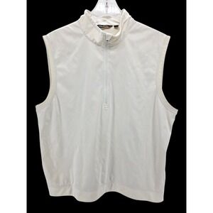 Walter Hagen Essentials Mens Golf Vest Large Off White 1/4 Zip Mock Neck Poly